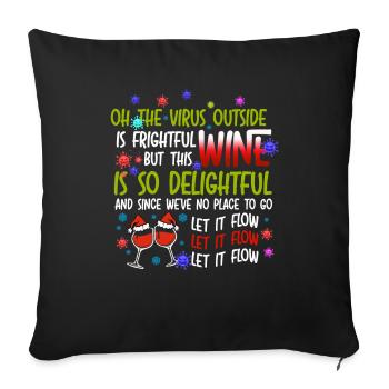 Christmas Wine Woman T Shirt - Sofa pillowcase 17,3'' x 17,3'' (45 x 45 cm) - black - Front