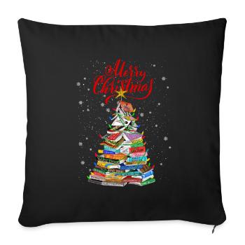 Christmas Book Tree Lights T Shirt - Housse de coussin décorative 45 x 45 cm - noir - Devant