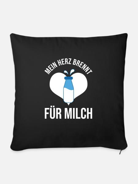 Milch Rohmilch Vollmilch - Sofakissenbezug 45 x 45 cm - Schwarz