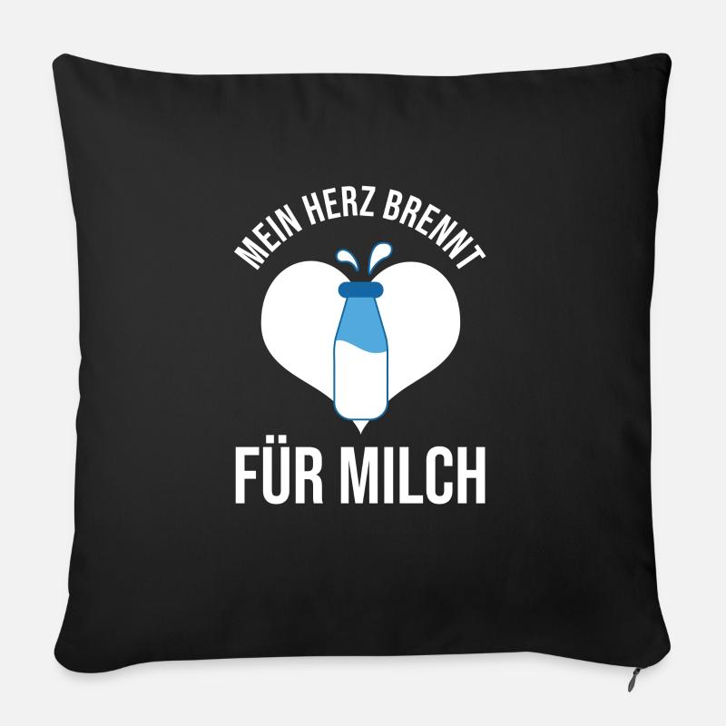 Milch Rohmilch Vollmilch - Sofakissenbezug 45 x 45 cm - Schwarz