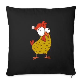 Funny chicken with Santa hat for Christmas - Sofa pillowcase 17,3'' x 17,3'' (45 x 45 cm) - black - Front