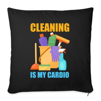 Funny cleaning lady cleaner housewife cleaning - Sofa pillowcase 17,3'' x 17,3'' (45 x 45 cm) - black - Front