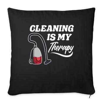 Funny cleaning lady cleaner housewife cleaning - Sofa pillowcase 17,3'' x 17,3'' (45 x 45 cm) - black - Front