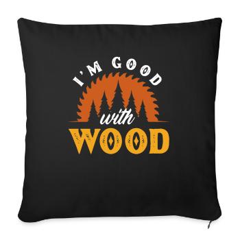 Drôle de menuisier menuisier menuisier bûcheron - Housse de coussin décorative 45 x 45 cm - noir - Devant