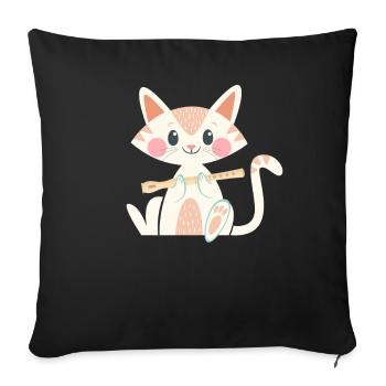 Flutist flutist flute flute player cat - Sofa pillowcase 17,3'' x 17,3'' (45 x 45 cm) - black - Front