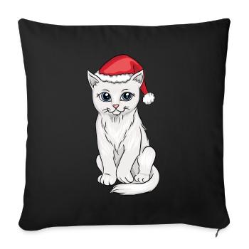 Cat Wearing Santa Hat Christmas - Sofa pillowcase 17,3'' x 17,3'' (45 x 45 cm) - black - Front