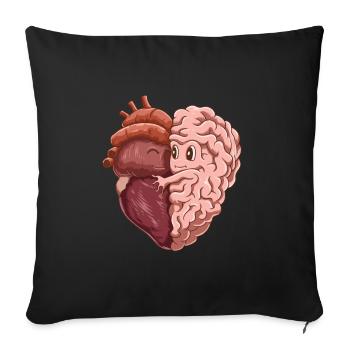 Funny heart love brain mind teamwork - Sofa pillowcase 17,3'' x 17,3'' (45 x 45 cm) - black - Front