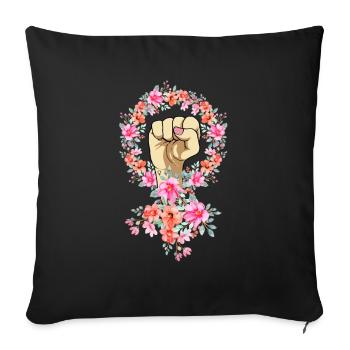 Féminisme femme pouvoir féministe - Housse de coussin décorative 45 x 45 cm - noir - Devant