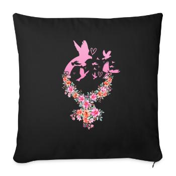 Féminisme femme pouvoir féministe - Housse de coussin décorative 45 x 45 cm - noir - Devant