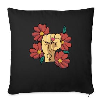 Féminisme femme pouvoir féministe - Housse de coussin décorative 45 x 45 cm - noir - Devant