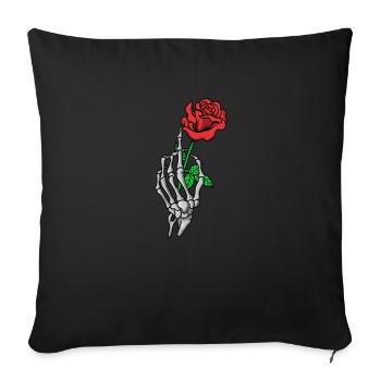 Skeleton hand red roses tattoo style bone hand - Sofa pillowcase 17,3'' x 17,3'' (45 x 45 cm) - black - Front