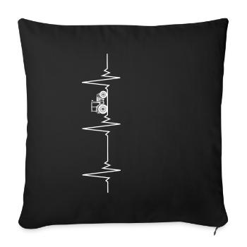 Agriculture en tracteur Heartbeat - Housse de coussin décorative 45 x 45 cm - noir - Devant