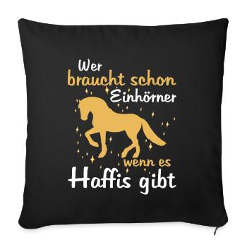 Pferde Liebe Haflinger Reiterin Gechenk - Sofakissenbezug 45 x 45 cm - Schwarz - Vorne