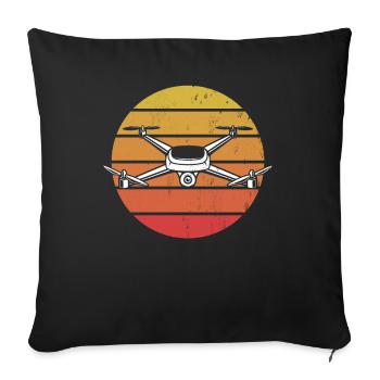 Cadeau de pilote de drone pilote de drone vintage rétro - Housse de coussin décorative 45 x 45 cm - noir - Devant