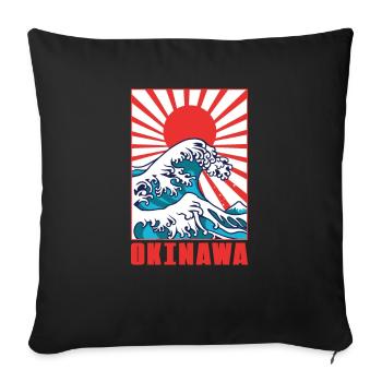 Grande vague De Kanagawa Okinawa Japon - Housse de coussin décorative 45 x 45 cm - noir - Devant