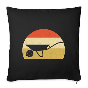 Wheelbarrow retro garden gift - Sofa pillowcase 17,3'' x 17,3'' (45 x 45 cm) - black - Front