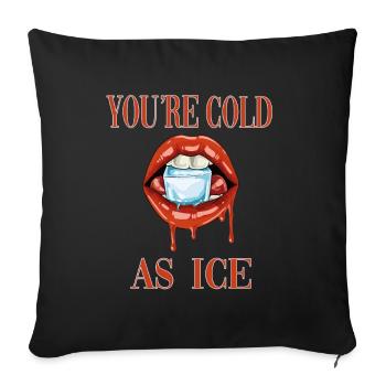 Glaçons de rouge à lèvres lèvres sensuelles - Housse de coussin décorative 45 x 45 cm - noir - Devant