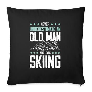 old man skiing - Sofa pillowcase 17,3'' x 17,3'' (45 x 45 cm) - black - Front