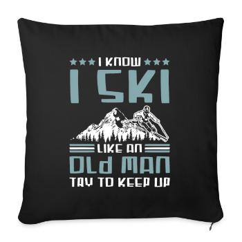 ski old man - Sofa pillowcase 17,3'' x 17,3'' (45 x 45 cm) - black - Front