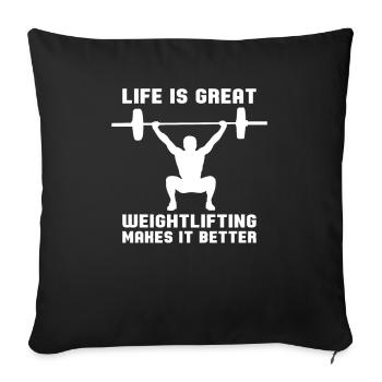 Weightlifting weightlifter barbell - Sofa pillowcase 17,3'' x 17,3'' (45 x 45 cm) - black - Front