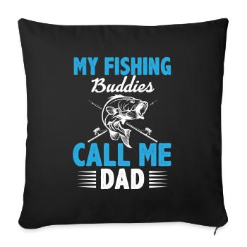 Fishing shirt for father and son fishing partner - Sofa pillowcase 17,3'' x 17,3'' (45 x 45 cm) - black - Front