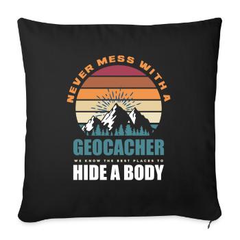 Drôle Geocacher Geocache Geocaching Gift - Housse de coussin décorative 45 x 45 cm - noir - Devant
