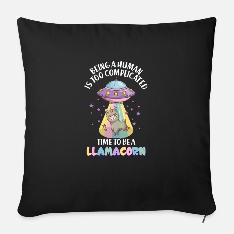 Being human is too complicated - Lamacorn Lama - Sofakissenbezug 45 x 45 cm - Schwarz