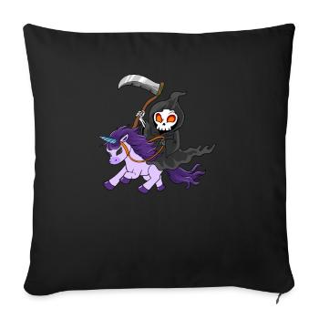Cooles Einhorn als Zombie mit Gevater Tod - Sofakissenbezug 45 x 45 cm - Schwarz - Vorne