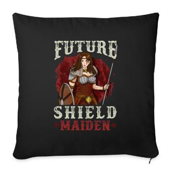 Les filles Vikings Cadeau - Future Shield Maiden - Housse de coussin décorative 45 x 45 cm - noir - Devant