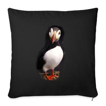 Illustration d'oiseau macareux macareux - Housse de coussin décorative 45 x 45 cm - noir - Devant