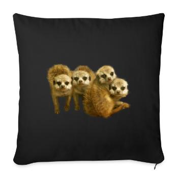 Lustiges Erdmännchen Junges Meerkat Geschenk - Sofakissenbezug 45 x 45 cm - Schwarz - Vorne