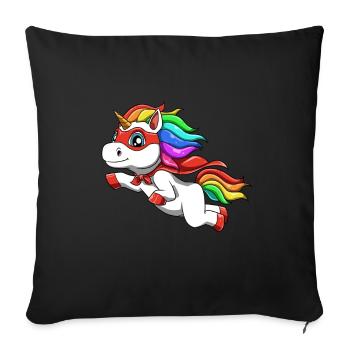 Funny unicorn as a hero for a superhero - Sofa pillowcase 17,3'' x 17,3'' (45 x 45 cm) - black - Front