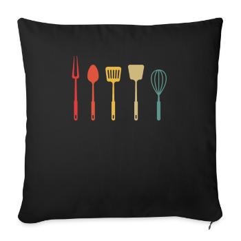 Koch Küchenchef Hobbykoch Küche Chef Chefkoch - Sofakissenbezug 45 x 45 cm - Schwarz - Vorne