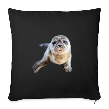 Cadeau de bébé phoque de la mer du Nord - Housse de coussin décorative 45 x 45 cm - noir - Devant