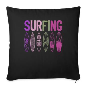 Surfbrett Surfing - Sofakissenbezug 45 x 45 cm - Schwarz - Vorne