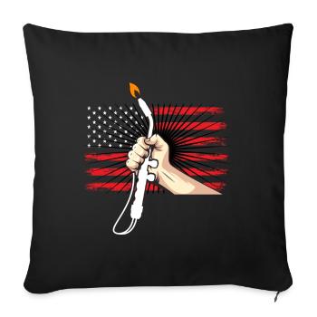 Usa-drapeau Soudere Drôle de soudure - Housse de coussin décorative 45 x 45 cm - noir - Devant