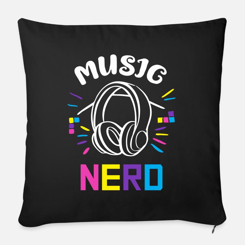 Nerd dj - Housse de coussin décorative 45 x 45 cm - noir