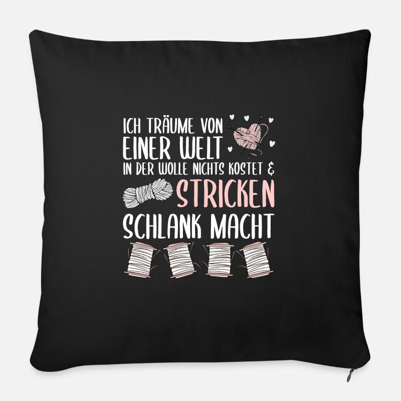 Stricken macht schlank, Stricken Geschenk - Sofakissenbezug 45 x 45 cm - Schwarz