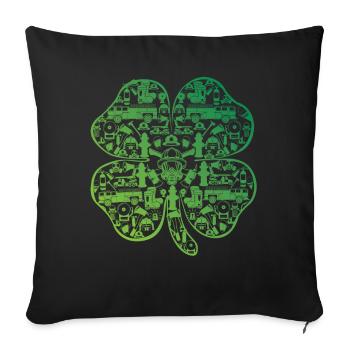 Lucky Firefighter Four Leaf Clover St Patrick's - Sofa pillowcase 17,3'' x 17,3'' (45 x 45 cm) - black - Front
