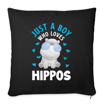 Funny hippo hippo lover gift idea - Sofa pillowcase 17,3'' x 17,3'' (45 x 45 cm) - black - Front