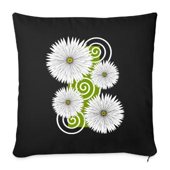 Blumen Gänseblümchen weiße Blüten Garten Frühling - Sofakissenbezug 45 x 45 cm - Schwarz - Vorne