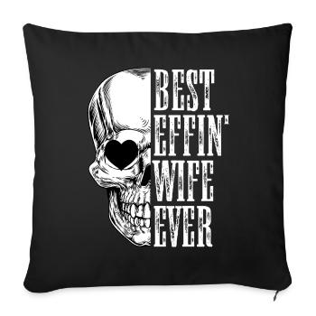 Meilleure femme effin 'jamais Skull Lady - Housse de coussin décorative 45 x 45 cm - noir - Devant