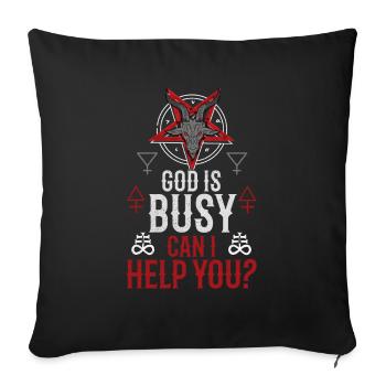 God Is Busy Can I Help You? - Baphomet Occult - Sofa pillowcase 17,3'' x 17,3'' (45 x 45 cm) - black - Front