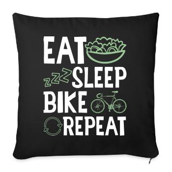 eat sleep bike repeat - Housse de coussin décorative 45 x 45 cm - noir - Devant