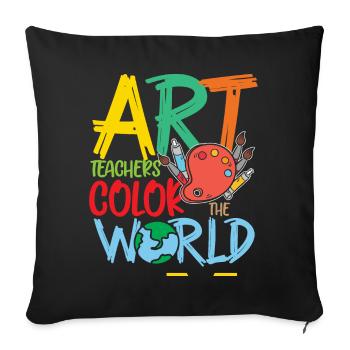 Les professeurs d’art colorent le monde - Housse de coussin décorative 45 x 45 cm - noir - Devant