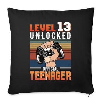 13th Birthday Boy Teen Birthday Gamer - Sofa pillowcase 17,3'' x 17,3'' (45 x 45 cm) - black - Front