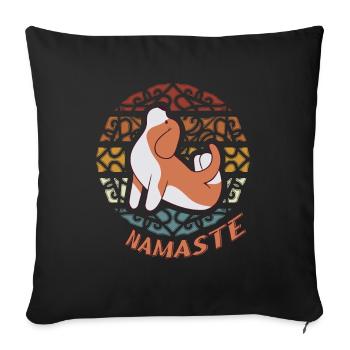 Dog Yoga, Namaste, Mandala, Meditation with Dog - Sofa pillowcase 17,3'' x 17,3'' (45 x 45 cm) - black - Front