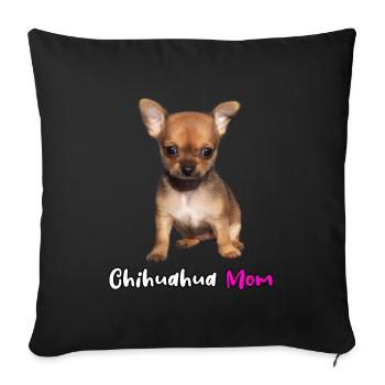Chihuahua Mama chien chiots cadeau - Housse de coussin décorative 45 x 45 cm - noir - Devant