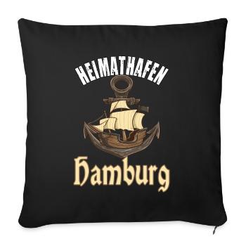 Heimathafen Hamburg Segelschiff - Sofakissenbezug 45 x 45 cm - Schwarz - Vorne