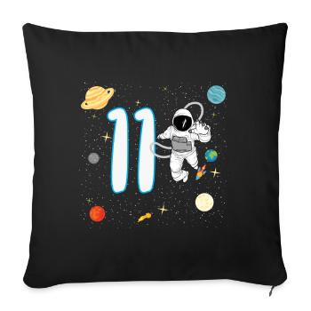 11ème anniversaire 11 ans astronaute Planète de l’espace - Housse de coussin décorative 45 x 45 cm - noir - Devant